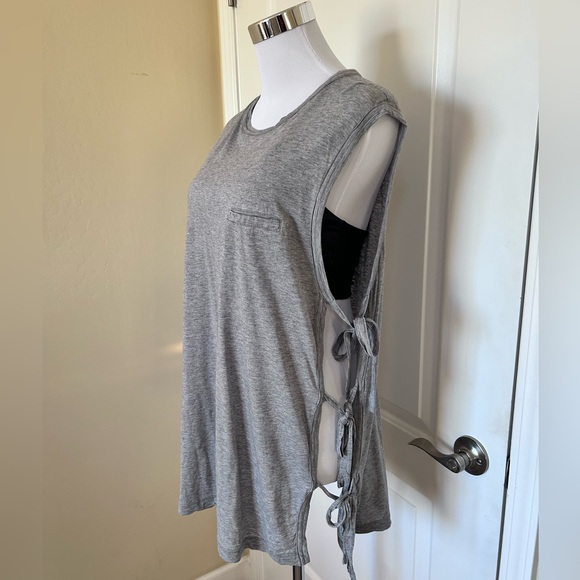HELMUT LANG Sleeveless Gray Top with open sides w/ties Small (oversized style) - Picture 1 of 10